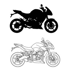 Obraz premium Motorbike side and top view. Motorcycle motocross vehicles. Detailed motorcycling transport isolated vector set