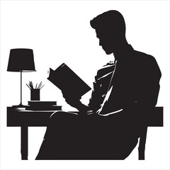 Silhouette of a Person Reading a Book  , black color  vector  