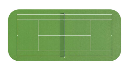 Isolated Aerial View of a Green Tennis Court