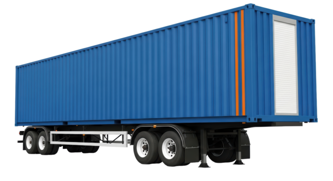 Isolated Semi-Trailer Truck with Blue Container