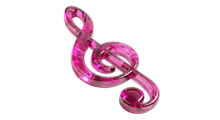 Isolated Glassy Treble Clef with Pink Hue