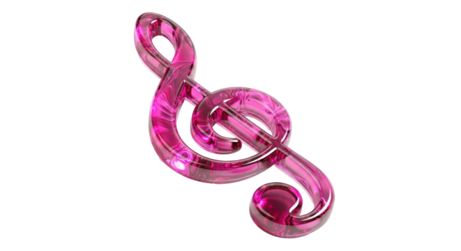 Isolated Glassy Treble Clef with Pink Hue
