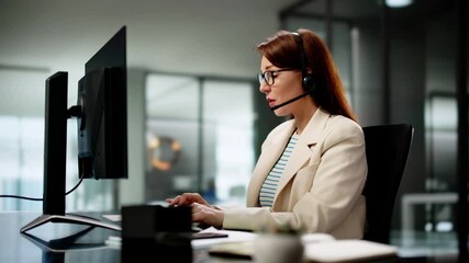 Efficient Customer Care: Smiling Call Center Agent - Powered by Adobe