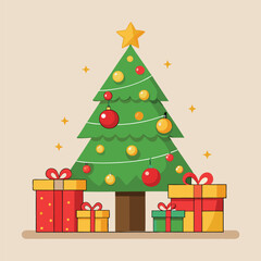 Charming Flat Illustration of a Traditional Christmas Banner Design