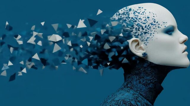 Digital Mind with Blue Fragments, and Profile.