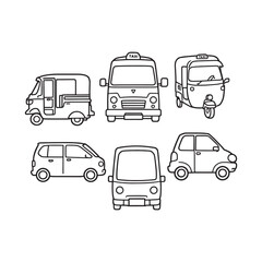 Classic City Taxi Line Art Illustration