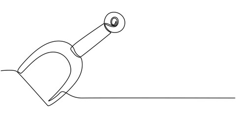 One Continuous Line Drawing of Shovel Icon. Single Line Vector Illustration, Continuous line drawing of shovel. Shovel linear icon. One line drawing background. Vector illustration. Shovel continuous