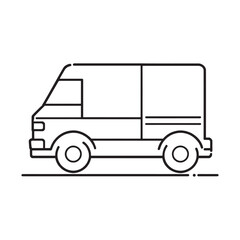 Clean Delivery Van Line Art Vector Icon Graphic