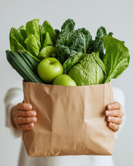 hand holding fresh vegetables