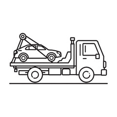 clean line art tow truck vector design