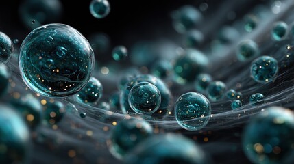 Surreal science-inspired visualization featuring glowing spherical elements and smooth motion effects in a conceptual space design

