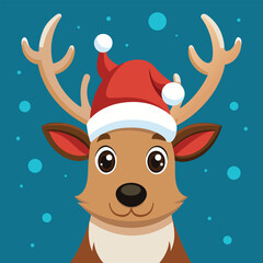 Reindeer with Santa Hat Illustration Design