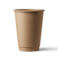 Cardboard coffee cup on white background