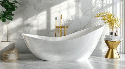 Luxurious Modern Bathroom with Freestanding Tub