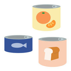 缶詰のシンプルイラスト素材セット