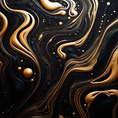 Marble swirls of gold and black, elegant texture design element for greeting cards and labels, abstract background.