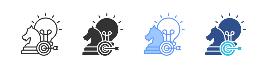Strategy Multi Style Icon Set Vector 