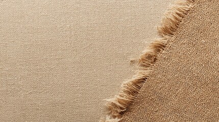 Antique beige linen scarf in flat lay on light cream background, showcasing fabric texture and softness for product photography with warm rustic aesthetic and space for text or product placement.