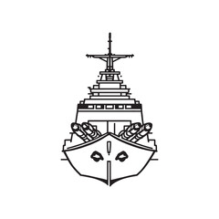 Detailed Line Art of Navy Destroyer Military Ship.