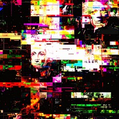 Glitched Patriot: Abstract American Portrait with Digital Interference