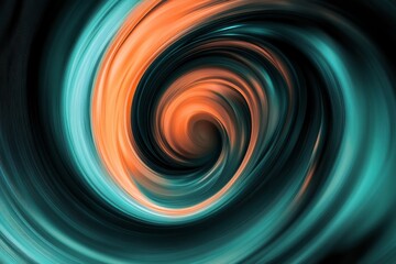 Abstract swirl of teal and orange on white background