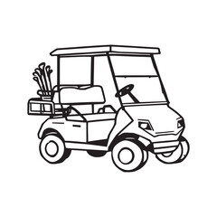 Obraz premium Elegant golf cart contour vector artwork