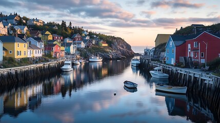 Picturesque Fishing Village with Colorful Buildings by the Water