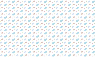 寒色系の様々な雲模様が並ぶ北欧風の模様