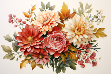Watercolor Flowers Bouquets, illustration background