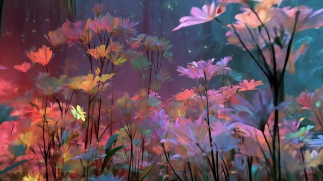 Enchanted Forest with Glowing Flowers.