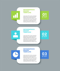 Simple infographic template for three steps or processes. Vertical infographic layout for presentation slides