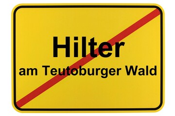 Illustration eines Ortsschildes der Gemeinde Hilter im Teutoburger Wald in Niedersachsen