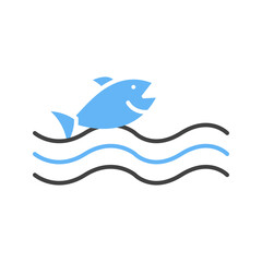 Fish Swimming in Water icon vector image. Suitable for mobile apps, web apps and print media.