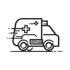 Emergency ambulance thin line vector icon design