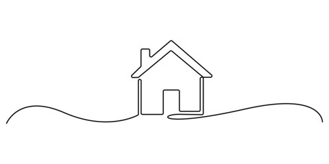 Continuous one line drawing of home icon. Modern house illustration. Single line art home illustration. Vector illustration for the web design continuous thin line home graphic illustration