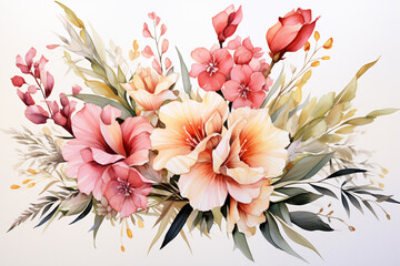 Watercolor Flowers Bouquets, illustration background