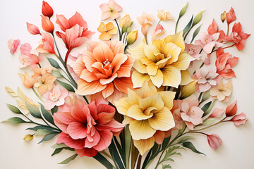 Watercolor Flowers Bouquets, illustration background