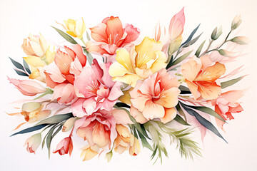 Watercolor Flowers Bouquets, illustration background