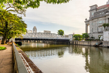 Anderson Bridge over Singapore River in Singapore