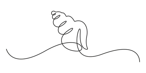 One continuous line drawing of sea shell, Set of sea shells. Sea shells, mollusks, scallop, pearls. Tropical underwater shells continuous single line art, Pearl in a seashell one line art pro vector