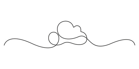 Cloud one line drawing, Cloud in the sky continuous single line vector illustration. Cloud continuous one line drawing, single continuous minimal line drawing cloud, Cloud one line drawing, Pro vector