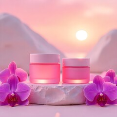 cosmetic moisturizing cream with flowers