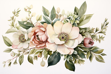 Watercolor Flowers Bouquets, illustration background