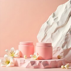 cosmetic moisturizing cream with flowers