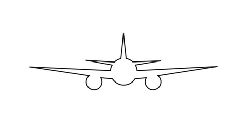Continuous one line drawing of Airplane vector with transparent background. Single line art style Airplane. Vector illustration