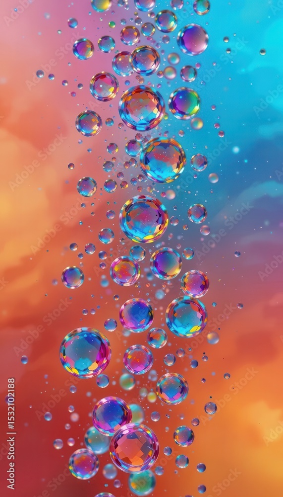 Poster colorful bubbles with vivid background create a captivating mobile display backdrop