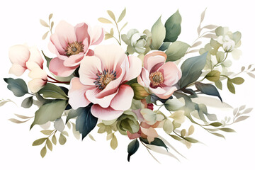 Watercolor Flowers Bouquets, illustration background