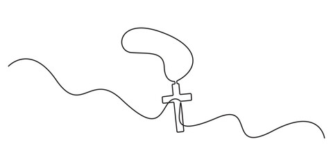 Simple vector illustration of Christian three cross vector continuous one line drawing
