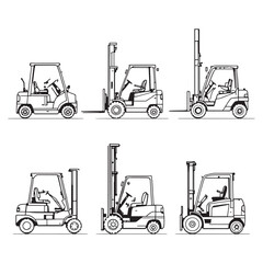 forklift clean vector line illustration
