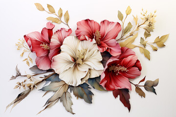Watercolor Flowers Bouquets, illustration background